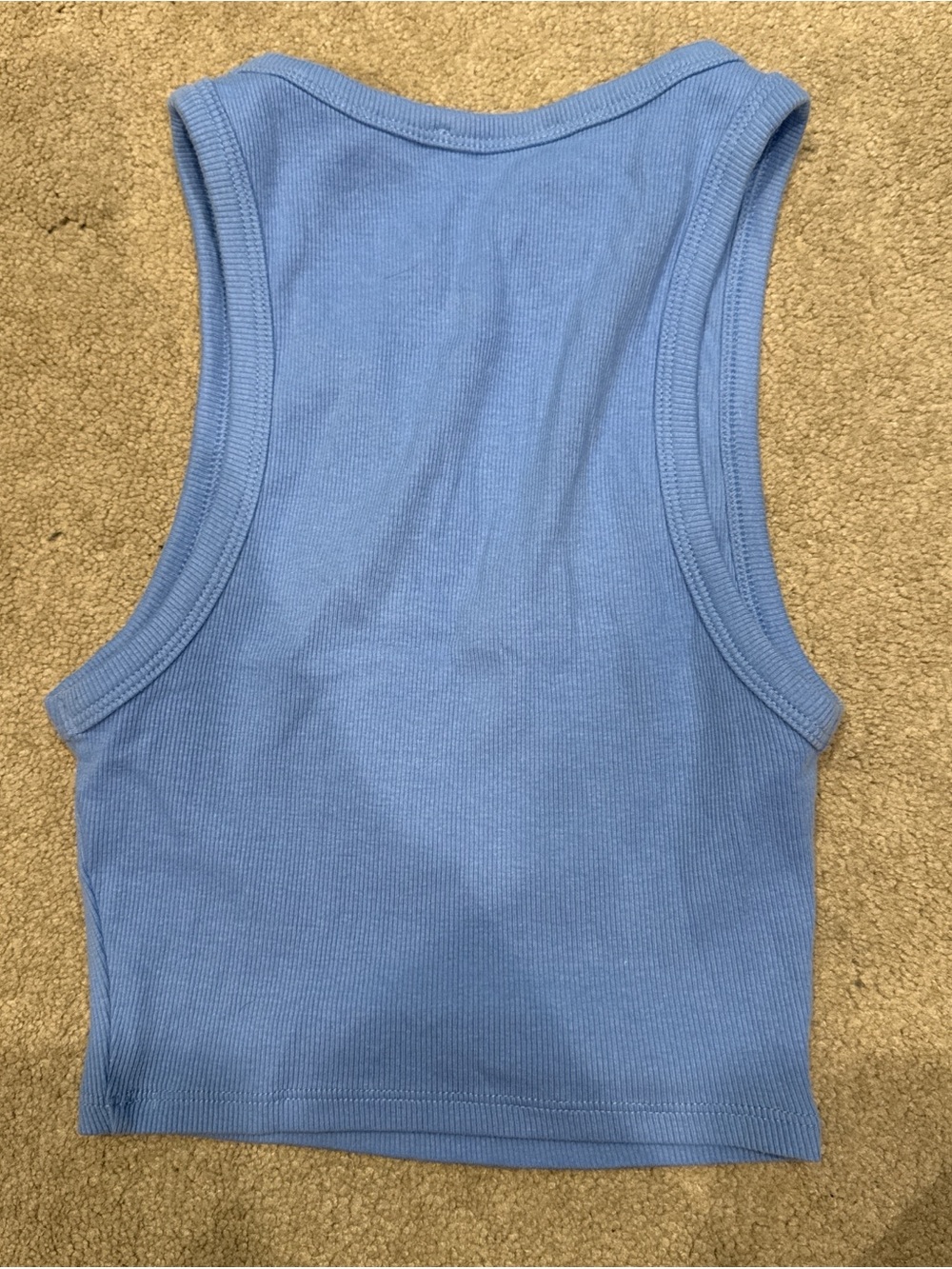 Zara Blue Ribbed Tank Top - Picture 2 of 3
